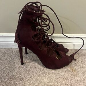 Aldo Deep Burgundy Lace-Up Heels